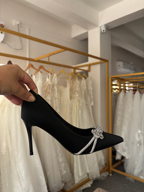 Rhinestone Embedded Pointy Toe Formal Stilettos Pumps